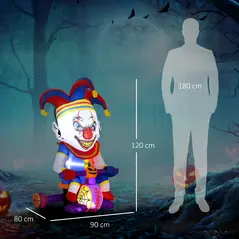 Outsunny 4ft Halloween Inflatable Clown on Bicycle, Blow Up Outdoor Halloween Decoration with 3 Built-in LED Lights for Garden, Party Indoor Outdoor - 3