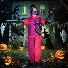 Outsunny 5′7″ Scary Animated Clown Decoration - Pink/Purple - 2