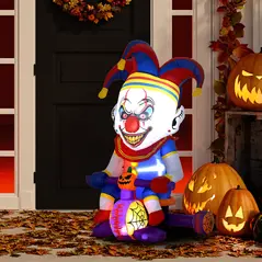 Outsunny 4ft Halloween Inflatable Clown on Bicycle, Blow Up Outdoor Halloween Decoration with 3 Built-in LED Lights for Garden, Party Indoor Outdoor - 7