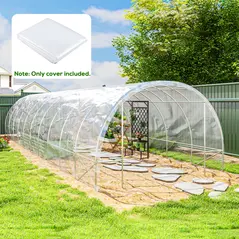 Outsunny 6 X 10m Heavy Duty (150um/6mil) Polypropylene Greenhouse Cover Replacement, UV Resistant Waterproof Plastic Polytunnel Cover, Clear - 2
