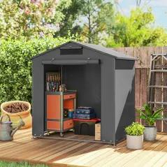 Outsunny 6 x 4 ft Outdoor Garden Storage Shed, Waterproof Bike Tent with Vent and Roll-Up Zipper Door - 2