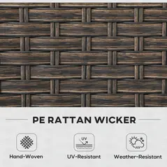 Outsunny 5-Piece Rattan Patio Furniture Set with Gas Fire Pit Table, Loveseat Sofa, Armchairs, Cushions, Pillows, Dark Brown - 6