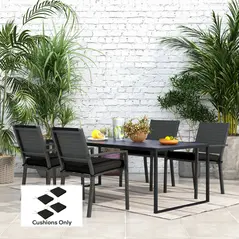 Outsunny 4-Piece Seat Cushions Pillow Replacement, Patio Chair Cushions Set with Ties for Indoor Outdoor, Black - 2