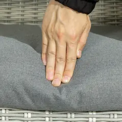 Outsunny 5 Pieces Rattan Bistro Set with Adjustable Back, Reclining Wicker Balcony Furniture with Cushions, Glass Top Coffee Table and Footstools, Outdoor Table and Chairs, Grey - 9