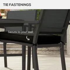 Outsunny 4-Piece Seat Cushions Pillow Replacement, Patio Chair Cushions Set with Ties for Indoor Outdoor, Black - 5