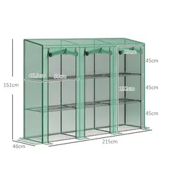 Outsunny 46 x 215cm Nine-Shelf Greenhouse - Green - 3
