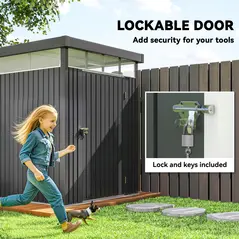 Outsunny 5.3 x 8.5ft Galvanised Steel Garden Shed, Metal Shed with Roof Windows, Leakage Holes and Lockable Wide Door for Outdoor Patio Tool Storage - 7