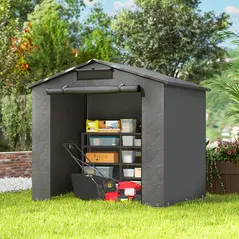 Outsunny 6 x 4 ft Outdoor Garden Storage Shed, Waterproof Bike Tent with Vent and Roll-Up Zipper Door - 8