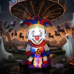 Outsunny 4ft Halloween Inflatable Clown on Bicycle, Blow Up Outdoor Halloween Decoration with 3 Built-in LED Lights for Garden, Party Indoor Outdoor - 8