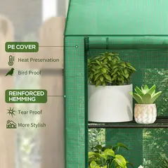 Outsunny 46 x 143cm Three-Shelf Mini Greenhouse - Green - 4