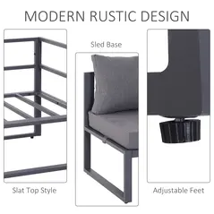 Outsunny 6 PCs Outdoor Indoor Sectional Corner Sofa Set Thick Padded Cushions Aluminium Frame 5 Seaters 1 Coffee Table Grey - 7