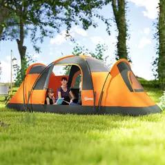 Outsunny 5-6 Man Dome Camping Tent - Orange - 9