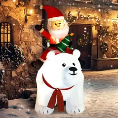 Outsunny 6.6ft Inflatable Santa Riding Polar Bear Decoration - 2