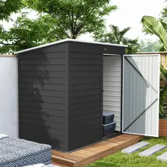 Outsunny 6 x 4ft Metal Garden Storage Shed, Outdoor Tool Storage Shed with Lockable Door and Gloves for Garden, Patio, Dark Grey - 9