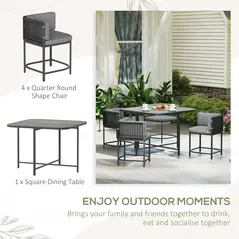 Outsunny 4-Seater Rattan Cube Garden Furniture Set with Cushions - Charcoal Grey - 4