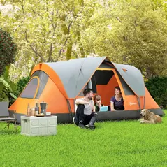 Outsunny 5-6 Man Dome Camping Tent - Orange - 2