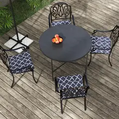 Outsunny 4-Piece Seat Cushion Pillows Replacement, Patio Chair Cushions Set with Ties for Indoor Outdoor, Blue - 8