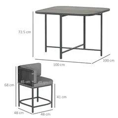 Outsunny 4-Seater Rattan Cube Garden Furniture Set with Cushions - Charcoal Grey - 3