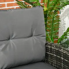 Outsunny 5 Seater Rattan Garden Furniture Set, 2 Armchairs, 3-Seater Wicker Sofa, 2 Footstools and Glass Table, 6 Piece Patio Rattan furniture Sofa Sets with Cushions for Conservatory, Mixed Grey - 8