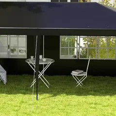 Outsunny 6 x 3 m Party Tent Gazebo Marquee Outdoor Patio Canopy Shelter with Windows and Side Panels Black - 8