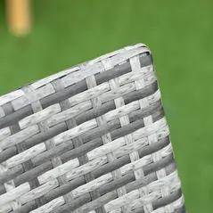 Outsunny 7-Piece Rattan Garden Furniture Set with Cushions, 6 Seater Garden Table and Chairs, Rattan Dining Set with 6 Armchairs, Rectangular Glass Top Table, Grey - 8