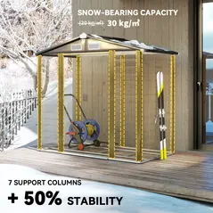 Outsunny 7 x 4ft Garden Shed, Easy to Assemble, Upgraded Galvanised Steel Frame with Foundation Kit, Double Doors with Lock, Outdoor Metal Shed with Vents and Gloves, Garden Storage Shed, Natural - 5
