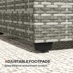 Outsunny 90 x 50cm Glass-Top Rattan Side Table - Light Grey - 7