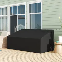 Outsunny 600D Oxford Cloth Garden Furniture Cover Waterproof, 3 Seater Sofa Protector for Patio, Outdoor, Black, 218 x 111 x 63-101 cm - 2