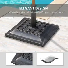 Outsunny 9kg Square Garden Parasol Base Holder Resin Outdoor Market Umbrella Stand with Adjustable Coupler, Bronze - 4