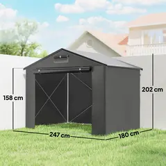 Outsunny 8 x 6 ft Outdoor Garden Storage Shed, Waterproof Bike Tent with Roll-Up Zipper Door - 3
