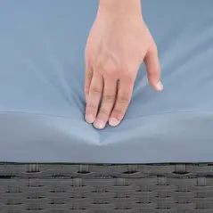 Outsunny 9-Seater Garden Rattan Furniture 10 Pcs Rattan Corner Dining Sofa Set, Grey/Dusty Blue Cushion - 7