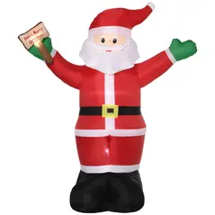 Outsunny 8ft Inflatable Christmas Santa Claus Holds Light Sign of Blessings, Blow-Up Outdoor LED Yard Display for Lawn Garden Party - 1