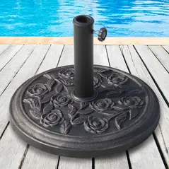 Outsunny 9kg Garden Parasol Base, Round Resin Cast Iron Effect Sun Umbrella Base, Outdoor Umbrella Stand for 38mm or 48mm Outdoor Umbrella Poles, Bronze Tone - 2