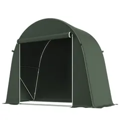 Outsunny 8 x 4 ft Garden Storage Tent, Waterproof Bike Tent with Roll-up Zipper Door and Galvanised Metal Frame, Green - 1