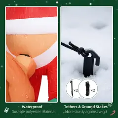 Outsunny 7FT Hanging Christmas Inflatable Santa with Dog, Christmas Blow Up Decoration with Built-in LED Lights for Garden, Indoor Outdoor Home Decor - 6