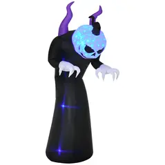 Outsunny 7ft Inflatable Halloween Ghost with Horns, Blow-Up Outdoor LED Display with Flame Effect for Garden, Lawn, Party, Holiday - 1