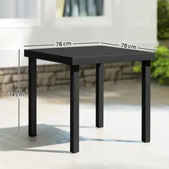 Outsunny 78 cm Garden Dining Table for 4 People, Square Outdoor Coffee End Side Table with Aluminium Legs, Black - 3