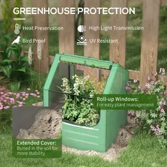 Outsunny 61 x 61cm Garden Planter Bed, with Cover - Green and Silver - 5