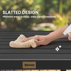 Outsunny 78 cm Garden Dining Table for 4 People, Square Outdoor Coffee End Side Table with Aluminium Legs, Black - 5