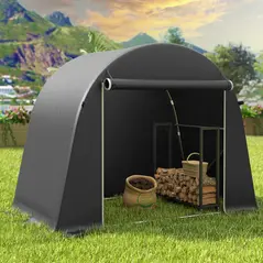 Outsunny 8 x 4 ft Garden Storage Tent, Waterproof Bike Tent with Roll-up Zipper Door and Galvanised Metal Frame, Dark Grey - 7
