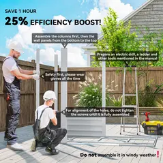 Outsunny 7 x 4ft Garden Shed, Easy to Assemble, Upgraded Galvanised Steel Frame with Foundation Kit, Double Doors with Lock, Outdoor Metal Shed with Vents and Gloves, Garden Storage Shed, Light Grey - 4