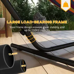 Outsunny 9.4ft Hammock Stand with Side Tray Stand, Steel Frame Hammock Net Stand, for String-style, Brazilian-style, Flat-style, Rope-style Hammocks, Black - 4