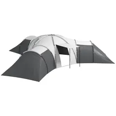 Outsunny 6-9 Man Tent with Bedrooms and Living Room, Accessories Included, Dark Grey - 1