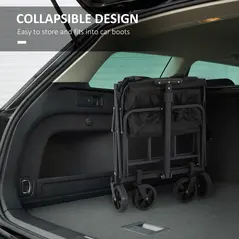 Outsunny 62L Festival Trolley on Wheels, Garden Folding Trolley Cart, 120kg Heavy Duty Collapsible Folding Wagon with Adjustable Handle and Carrying Bag for Beach, Camping, Festival, Black - 6