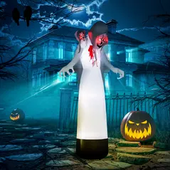 Outsunny 8.9ft Inflatable Three Headed Ghost Halloween Inflatable - 2