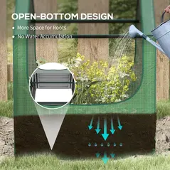 Outsunny 61 x 61cm Garden Planter Bed, with Cover - Green and Silver - 6