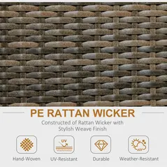 Outsunny 8 Pieces Outdoor PE Rattan Sofa Set with Cushions, Patio Garden Furniture Sets with Glass Top Coffee Table, Storage Corner Table, Mixed Brown - 4