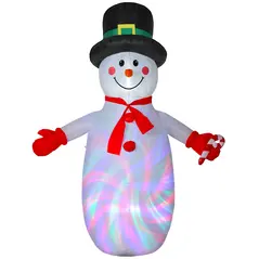 Outsunny 8FT Christmas Inflatable Outdoor Decoration with Dynamic Disco & LED Lights, Self-Inflating Christmas Blow Up Snowman for Garden, Indoor Outdoor Home Decor - 1