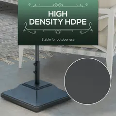 Outsunny 60kg Water/Sand Fillable Parasol Base, with Wheels - Black - 6