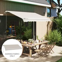 Outsunny Awning Replacement Canopy, Water Resistant UPF 50+ Sun Shade Cover for 3 x 2.5 m Garden Awning (Fabric Only), Cream White - 2